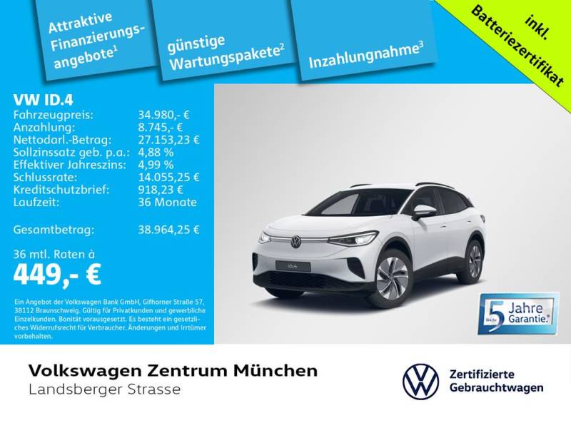 Volkswagen ID.4 Pure 125 kW WärmePu CCS Navi Parkpilot AppC