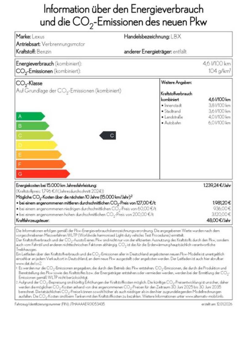 Lexus LBX 1,5 HEV FWD Cool