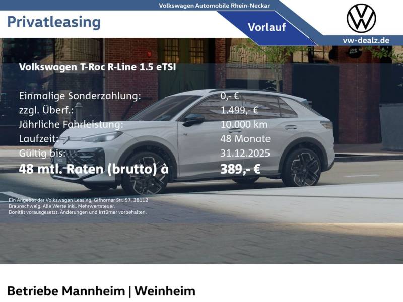 Volkswagen T-Roc R-Line 1.5 l eTSI DSG NAVI HeadUp LED 19"