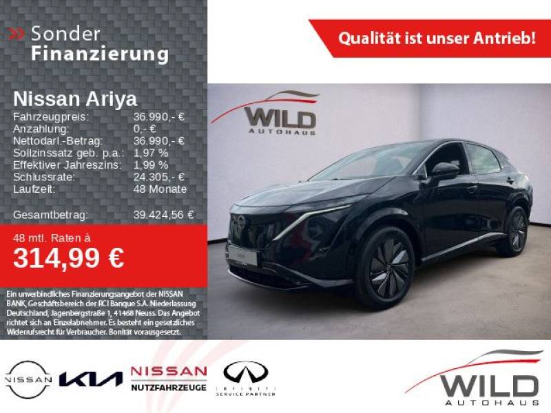 Nissan Ariya 63 kWh 22kW Kamera LED 19" Navi SHZ CarPla