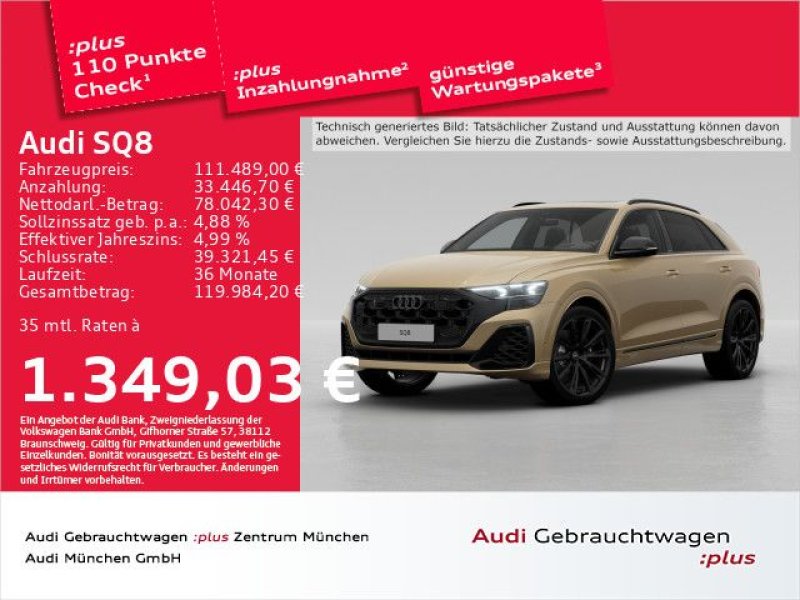 Audi SQ8 TFSI qu. tiptr. Pano/BandO/ACC/Kamera/HUD/PDC+
