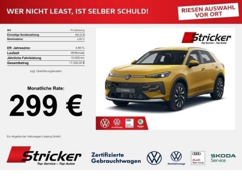 Volkswagen T-Roc Style 1.5 l eTSI 319,- mtl ACC RFK Light