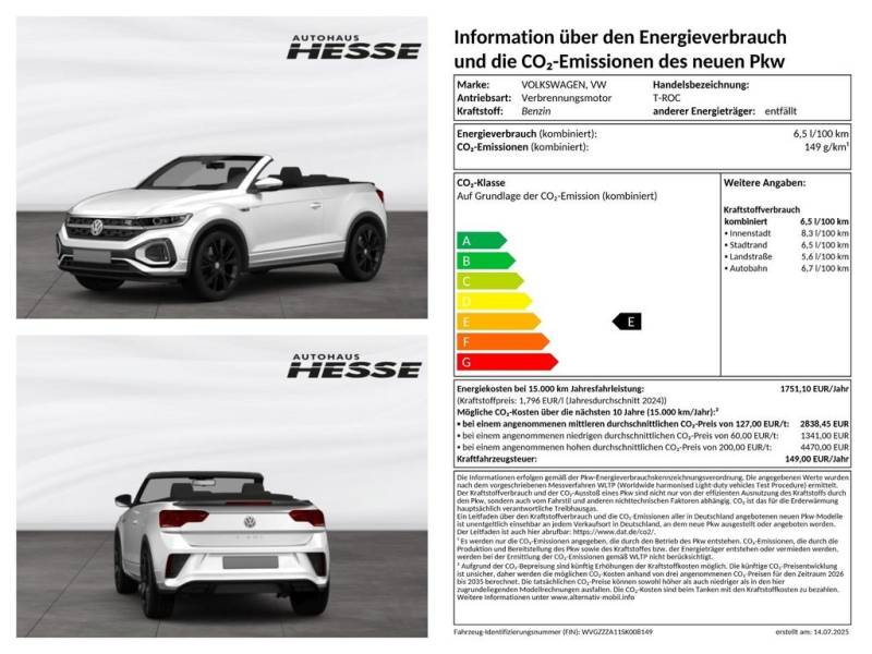 Volkswagen T-Roc Cabriolet R-Line 1.5 l TSI OPF 110 kW (150