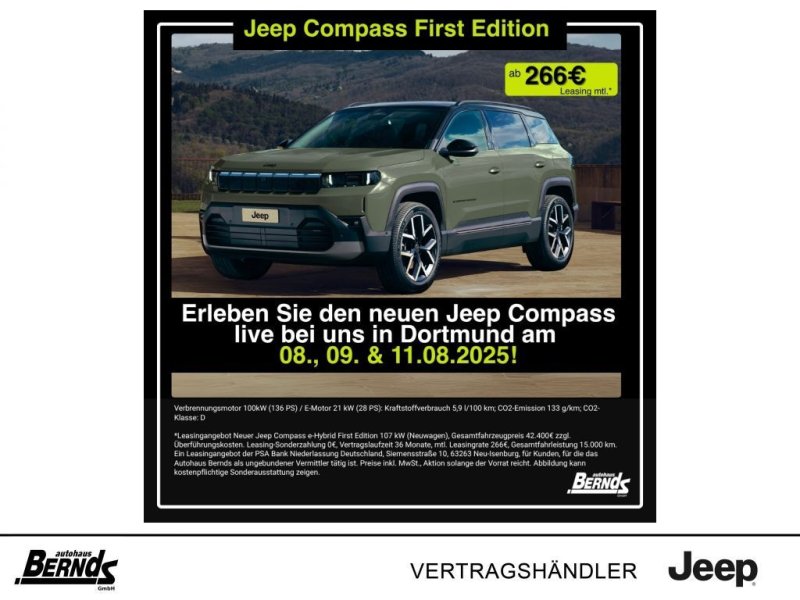 Jeep Compass 74kWh First Edition KOMFORT PREMIUM etc.