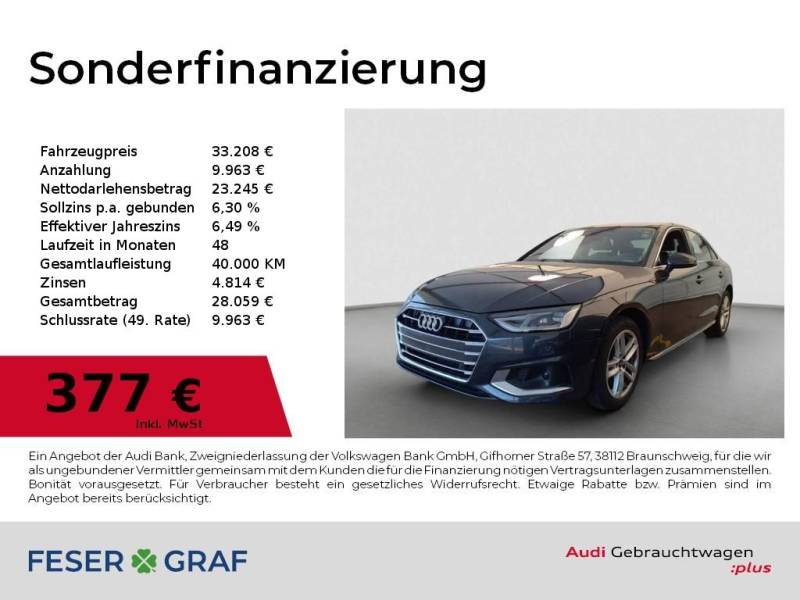 Audi A4 Lim. 35 TDI LED/Naiv/R-Kamera/Memory/17 Zoll