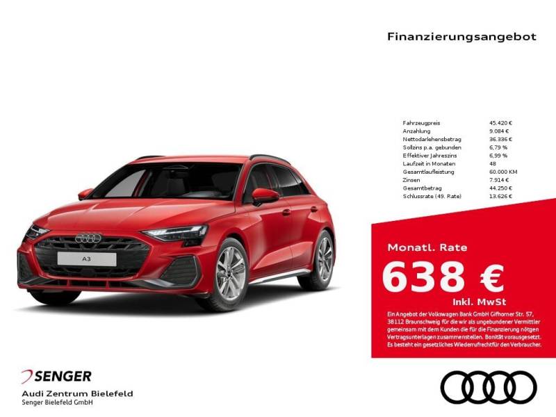 Audi A3 Sportback S line 2,0 TDI Smartphone-Interface