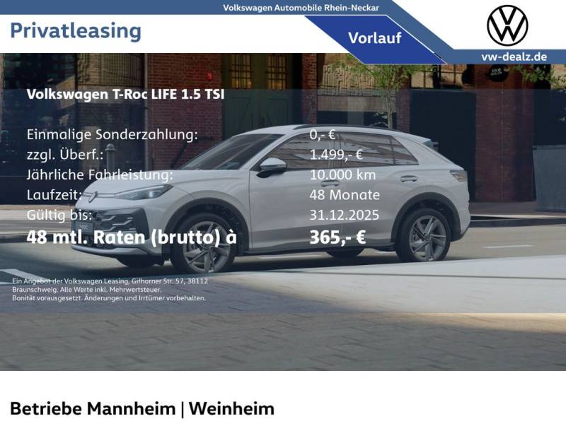 Volkswagen T-Roc Life 1.5 TSI DSG LED DAP APP Sitzheizung